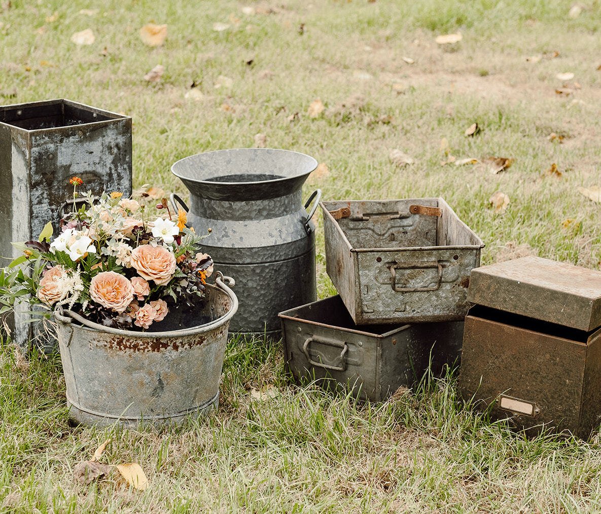 rent buckets and boxes for your wedding